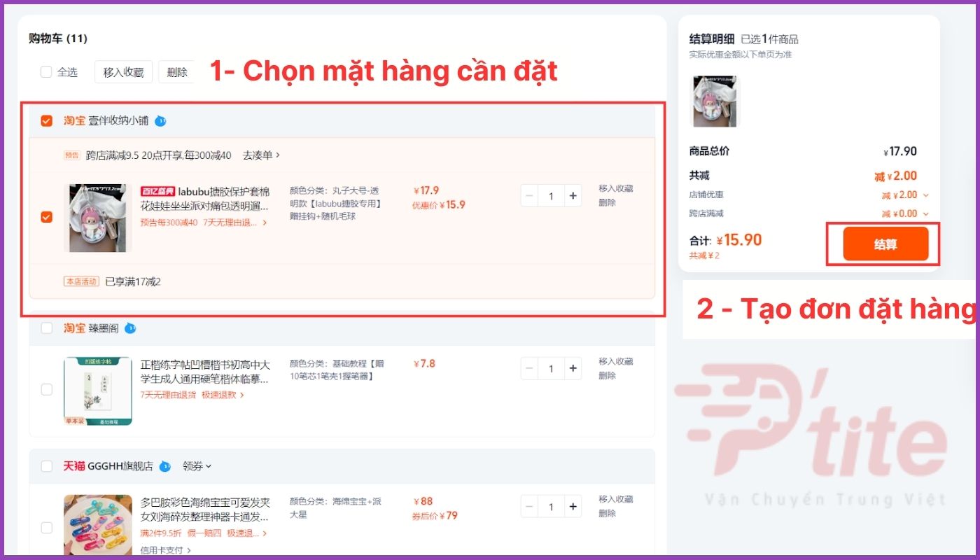 Cách đặt hàng và vận chuyển hàng taobao