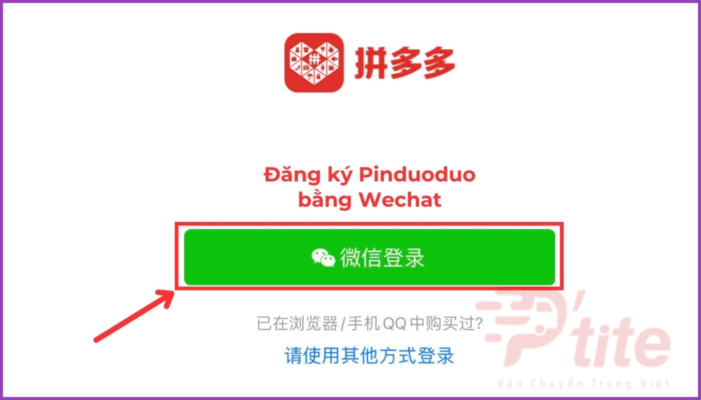 Đăng nhập ứng dụng pinduoduo bằng tài khoản wechat